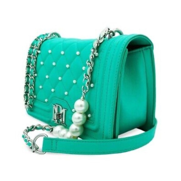 NWT Tiffany Blue Crossbody Purse w/Metal and Pearl Strap - Picture 3 of 7